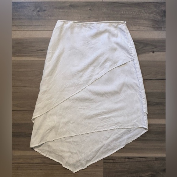 Alexandra Bartlett White Linen Asymmetrical Midi Skirt Size 14 - Picture 3 of 8